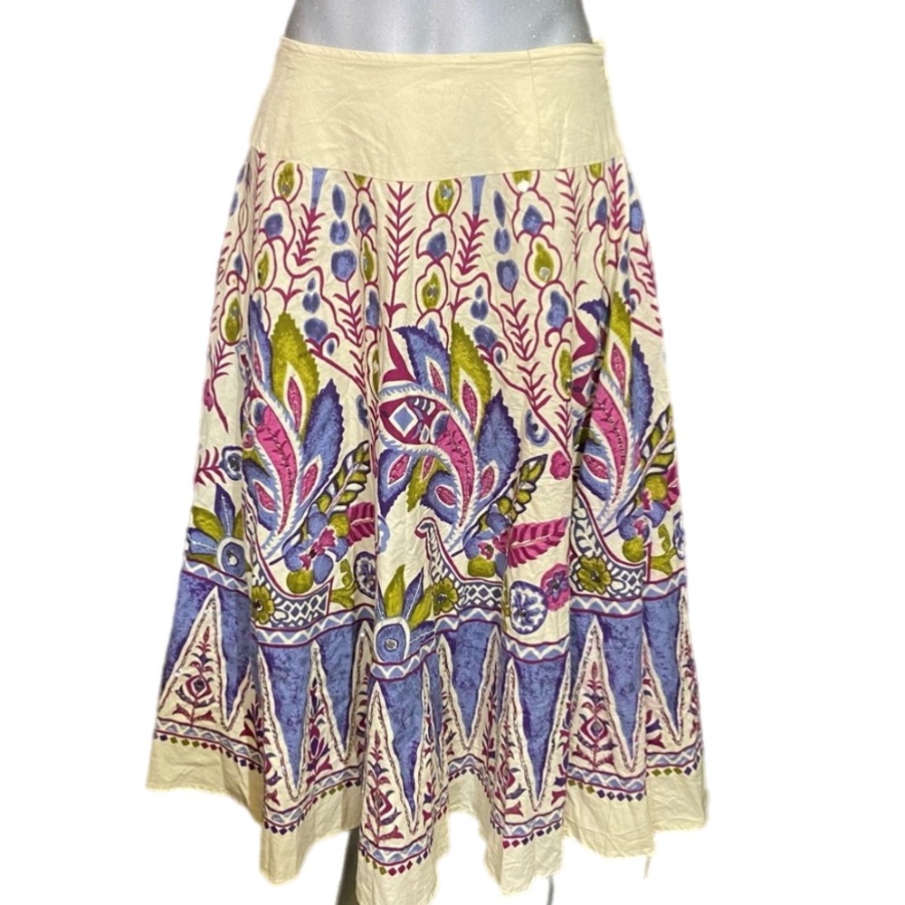 Soft Surroundings Maxi Skirt Sz Small Gypsy Tiered Floral Embroidered Multicolor